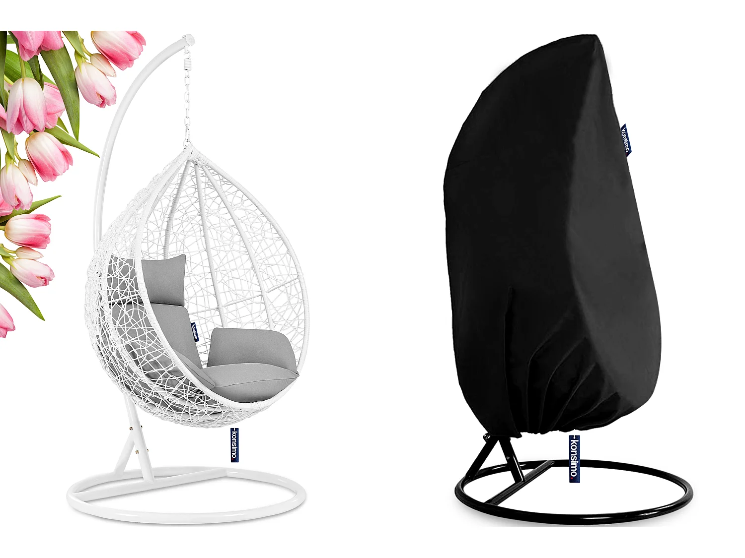 Hängesessel mit Bezug  - weiß / hellgrau - CULLUS