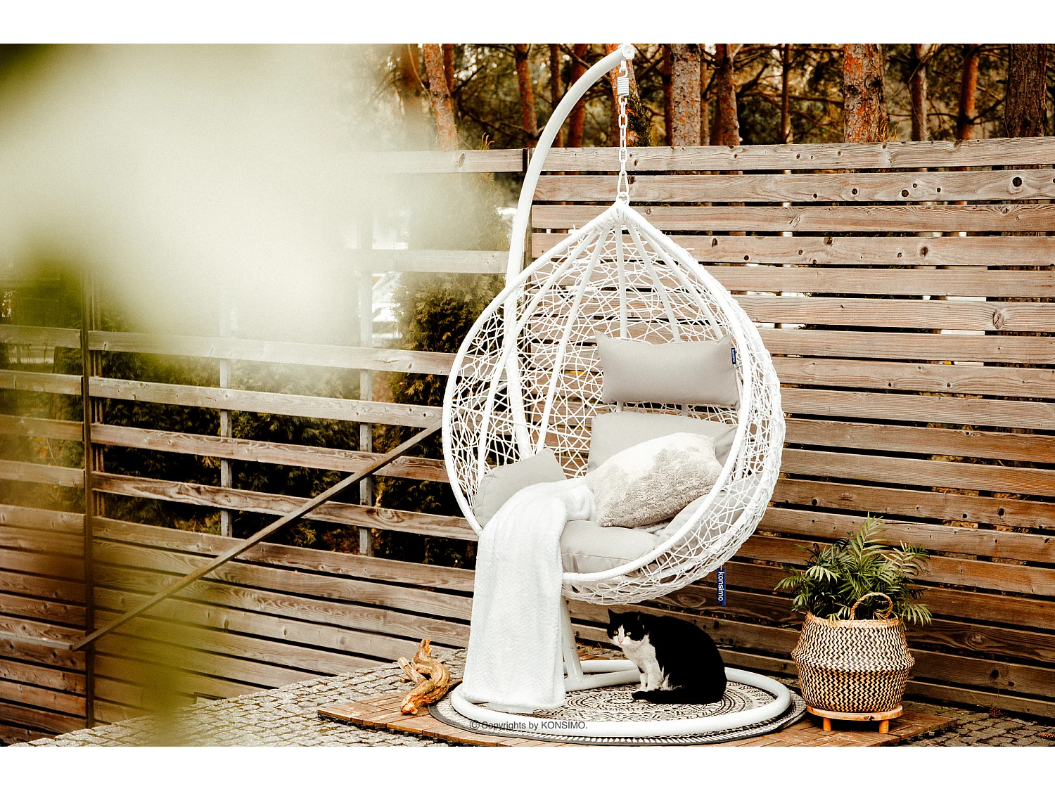 Hängesessel mit Bezug  - weiß / hellgrau - CULLUS