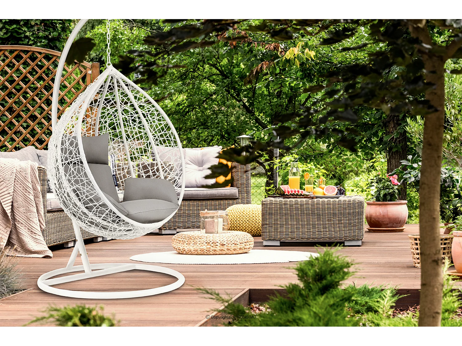 Hängesessel mit Bezug  - weiß / hellgrau - CULLUS