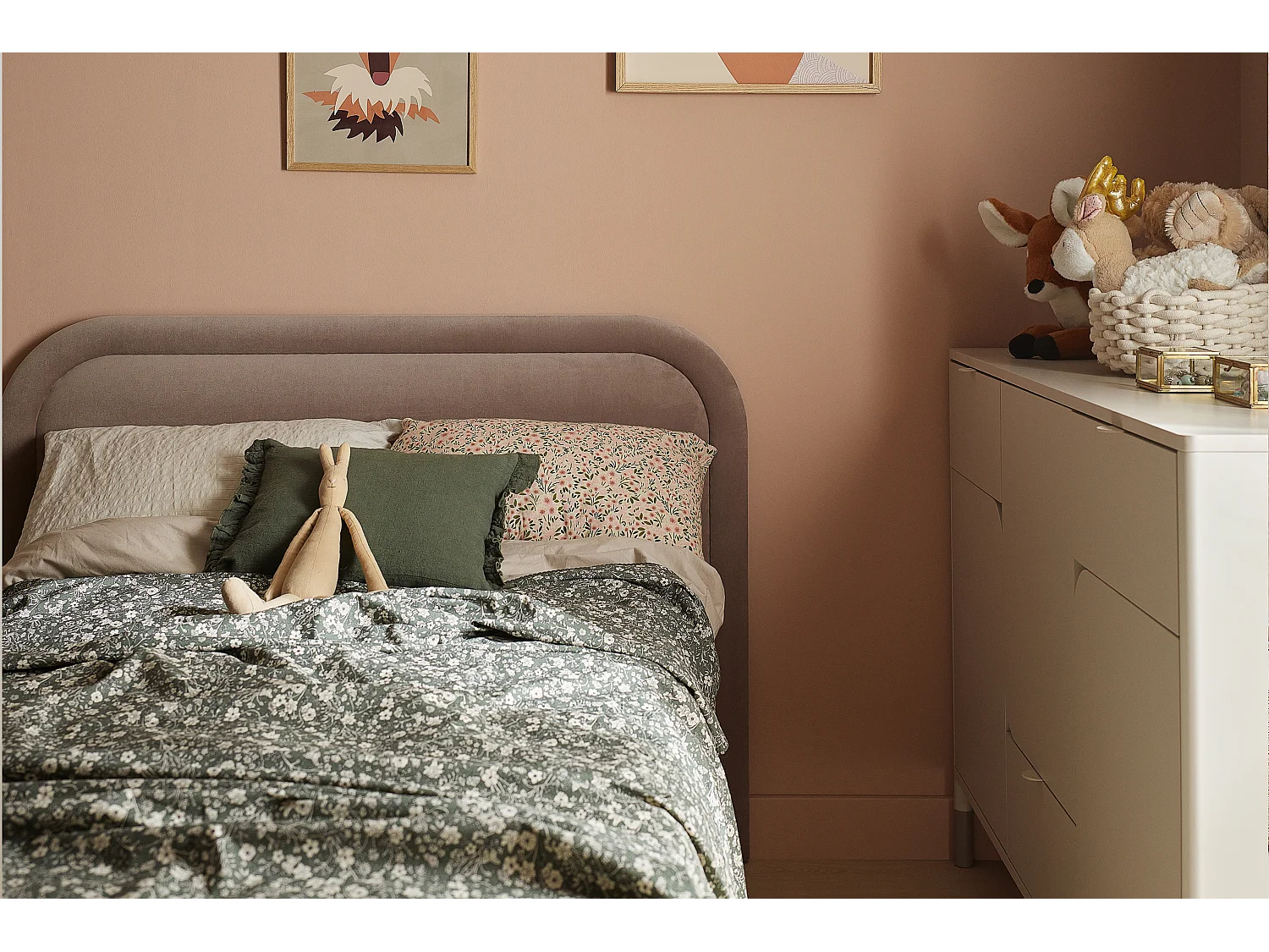 Bett mit Gestell - Creme/Beige - CATTA