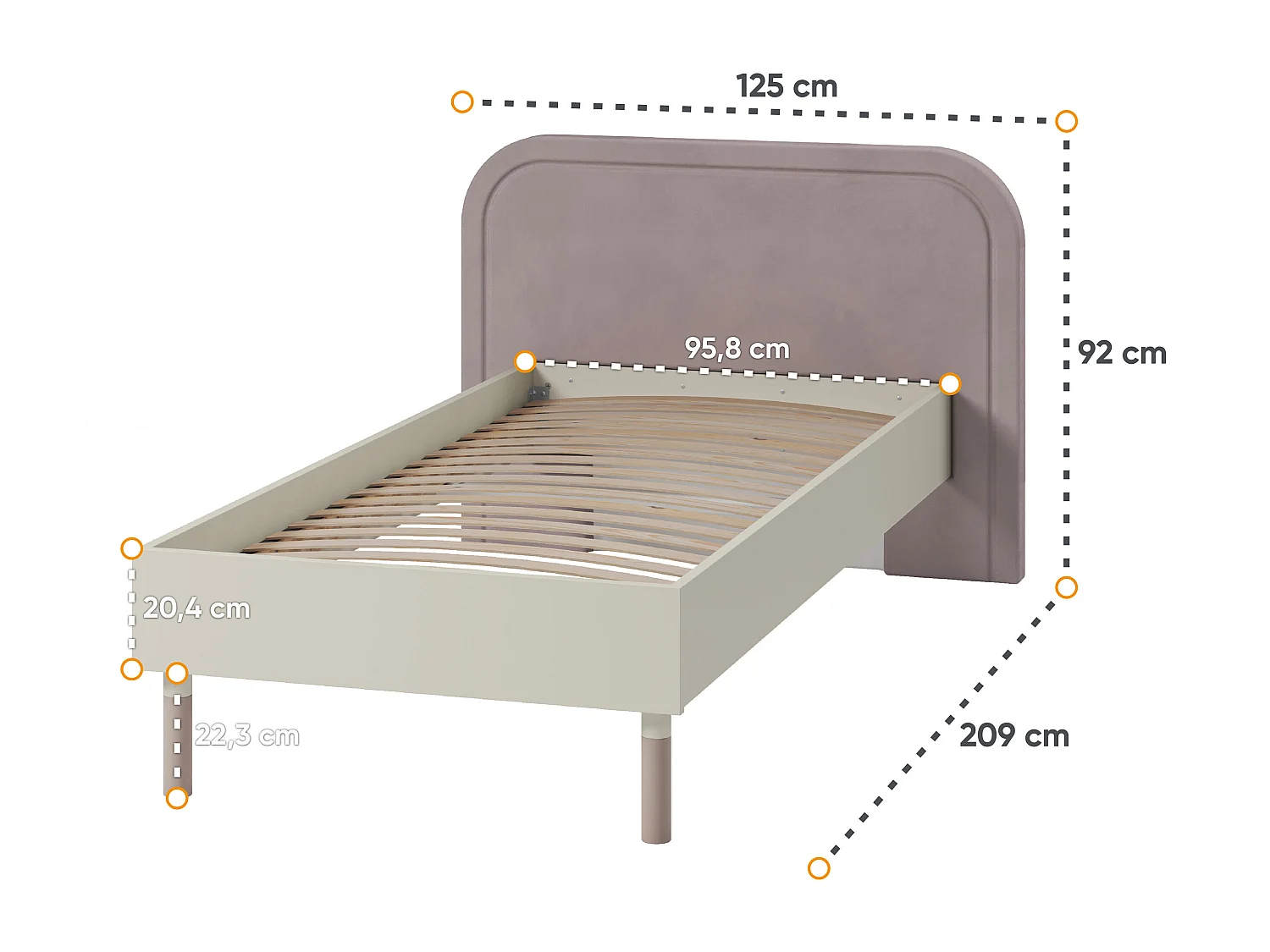 Bett mit Gestell - Creme/Beige - CATTA