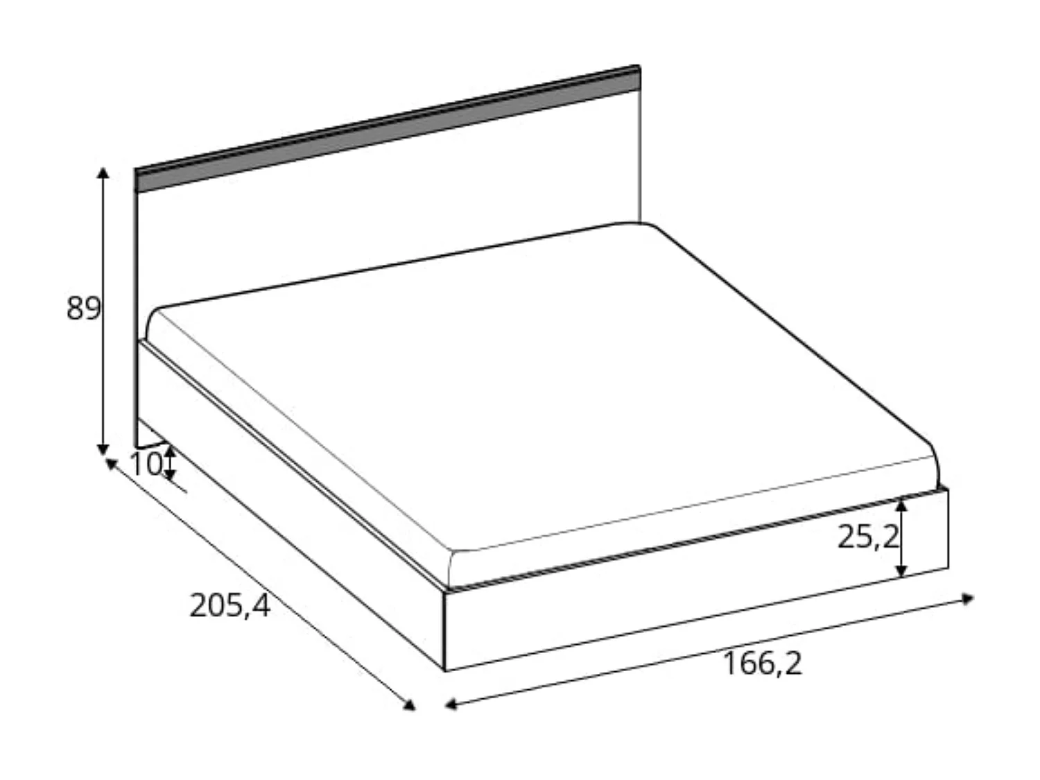 Bettgestell - Glas Weiß|Eiche Wotan Dekor - DAMINO