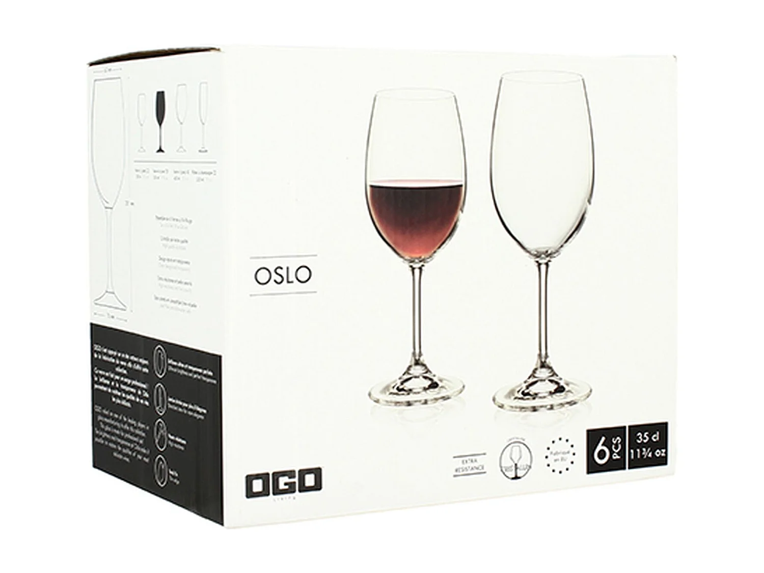 Ogo Living - Boite De 6 Verres Vin Oslo 35cl En Cristallin
