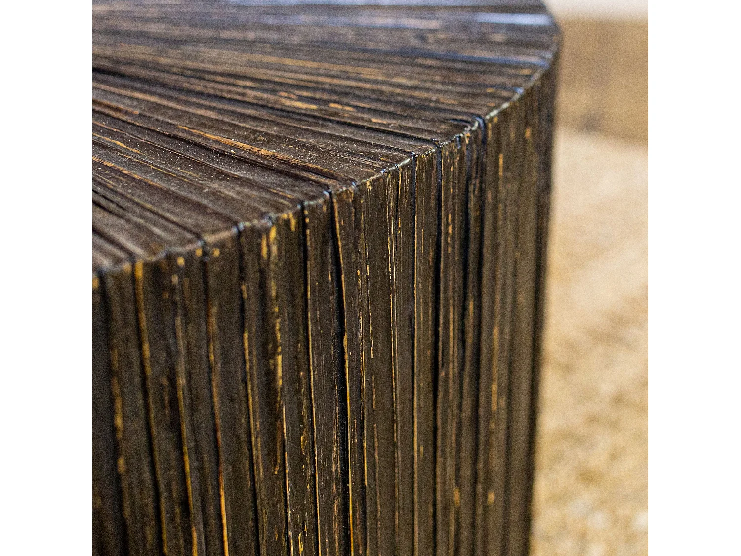 Now's Home - Table Basse En Bois Et Feuilles De Cocotier O75cm Et H35cm -tupai