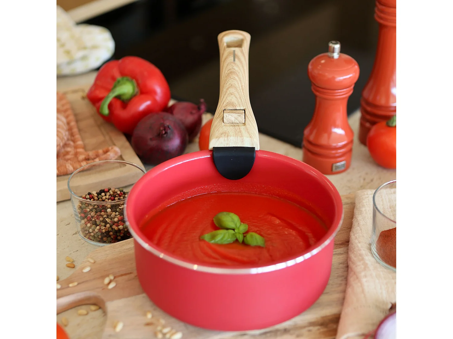 Menastyl - Set De 5 Pieces Cuisson En Aluminium Recycle Magenta