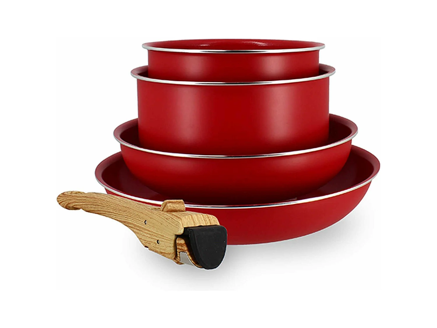 Menastyl - Set De 5 Pieces Cuisson En Aluminium Recycle Magenta