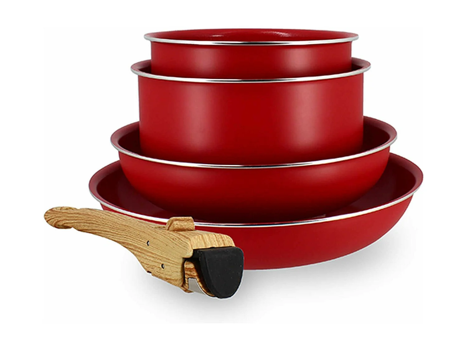 Menastyl - Set De 5 Pieces Cuisson En Aluminium Recycle Magenta