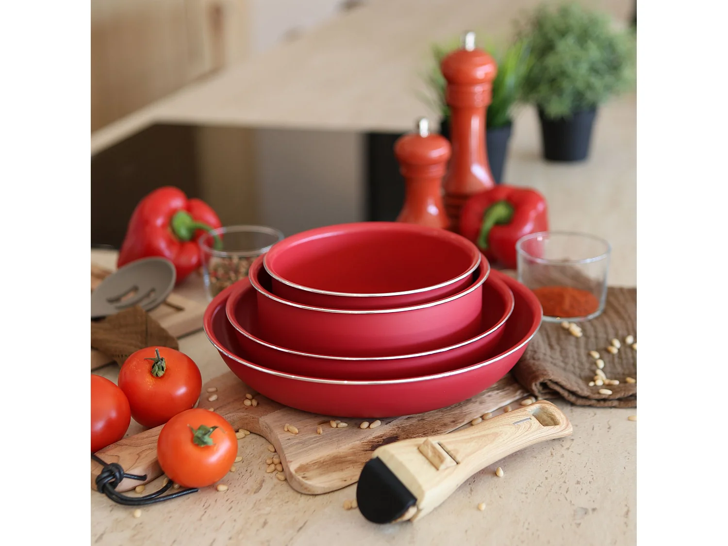 Menastyl - Set De 5 Pieces Cuisson En Aluminium Recycle Magenta