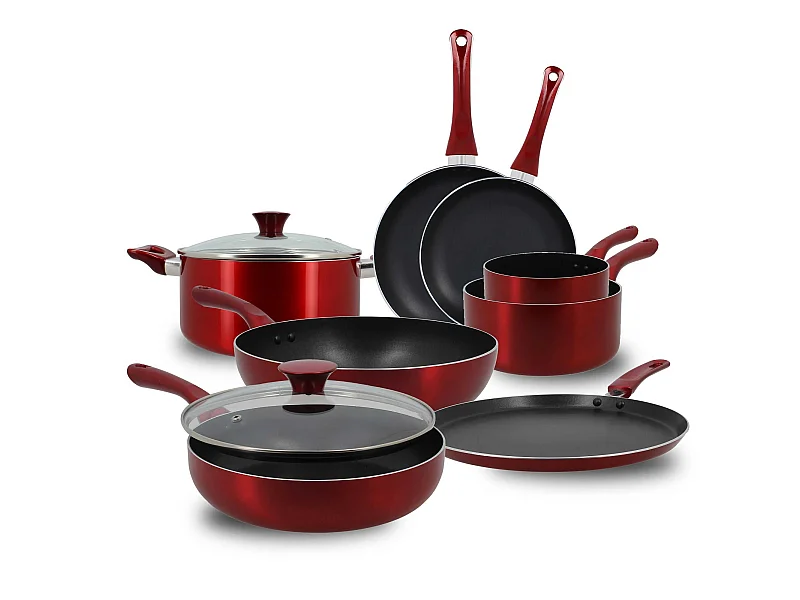 Menastyl - Set 8 Pieces Cuisson Cerise En Aluminium Induction