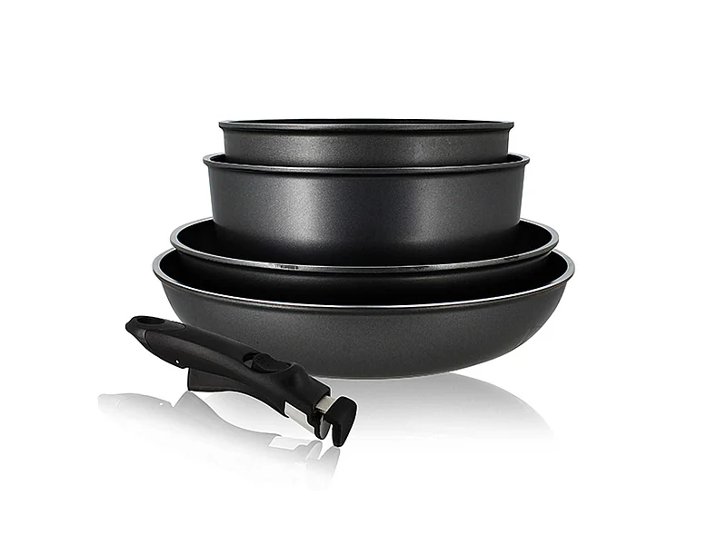 Menastyl - Set 5 Pieces Poeles Et Casseroles Induction Avec Poignee Amovible