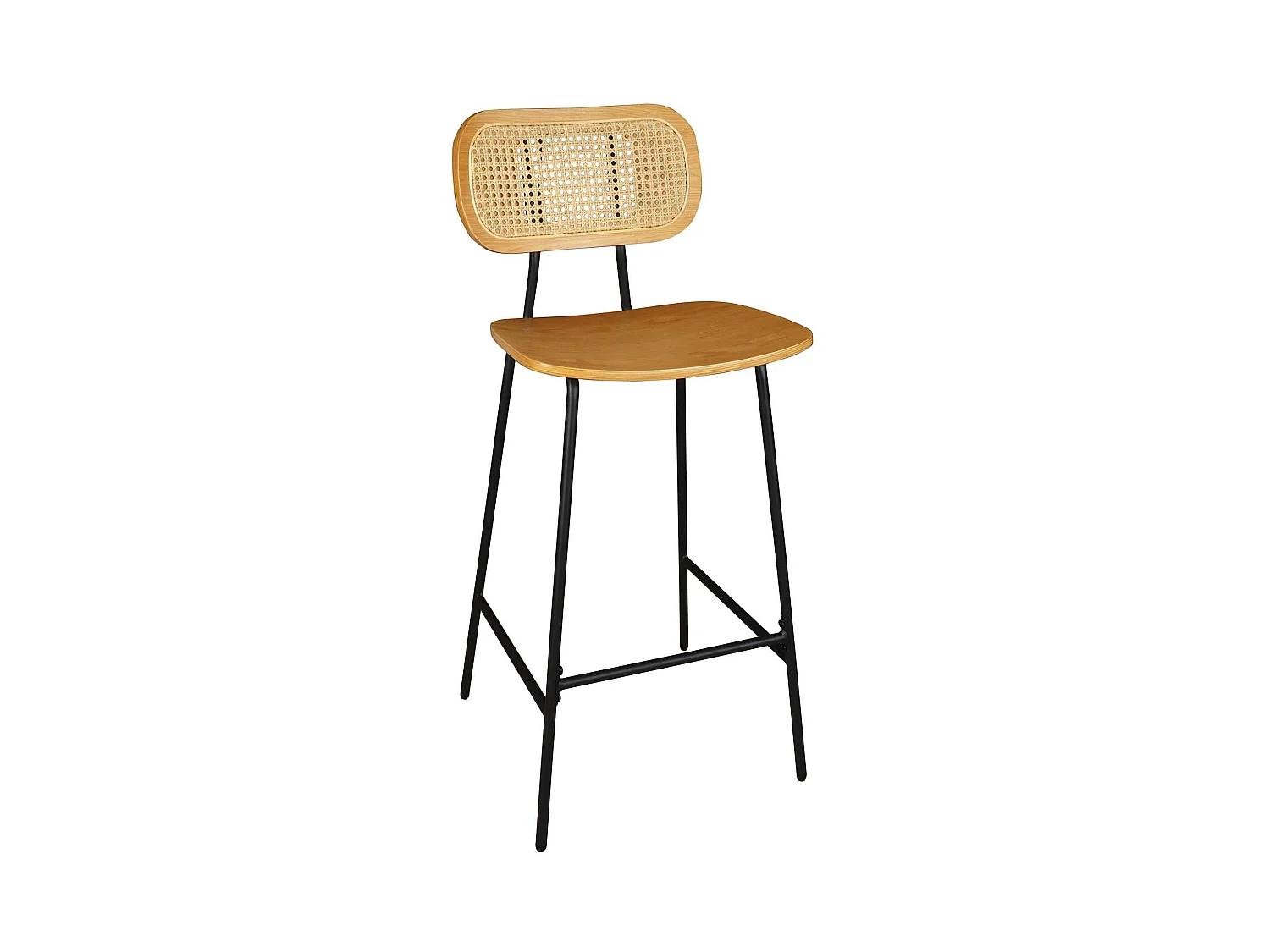 Now's Home - Lot De 2 Chaises De Bar En Bois Naturel Et Pieds En Metal