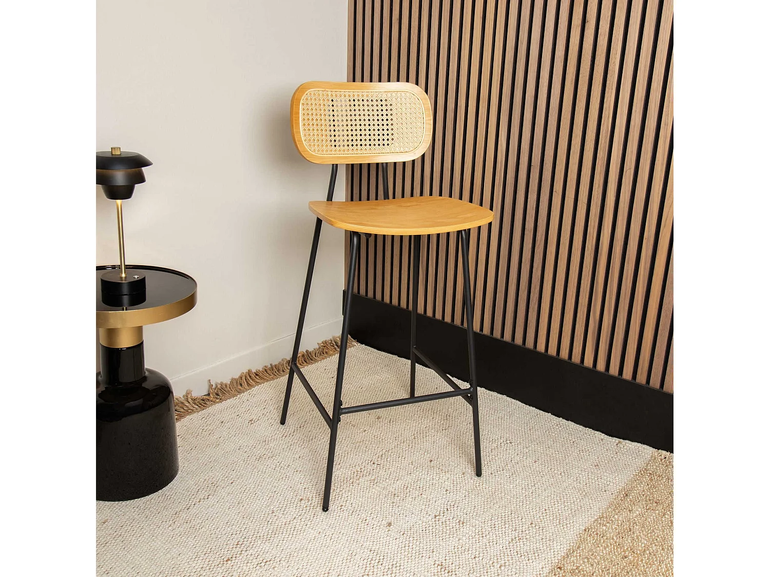 Now's Home - Lot De 2 Chaises De Bar En Bois Naturel Et Pieds En Metal