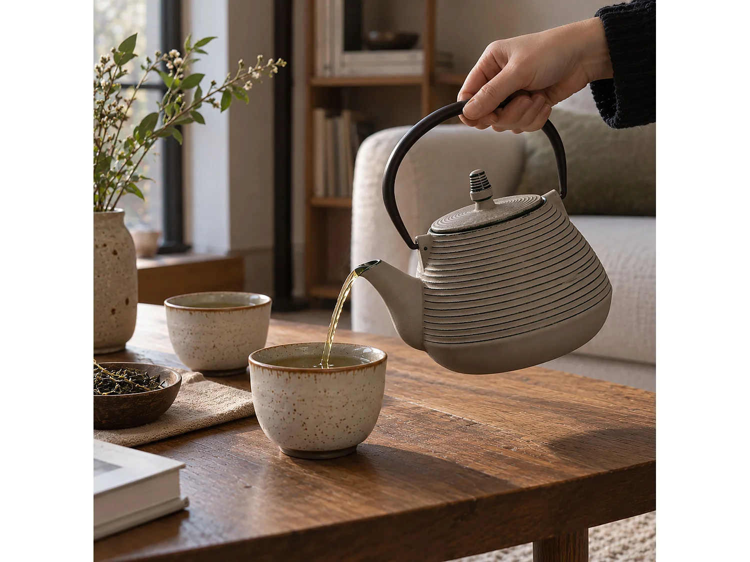 Novastyl - Théière Sencha 1l En Fonte Grise Avec Filtre Inox Amovible