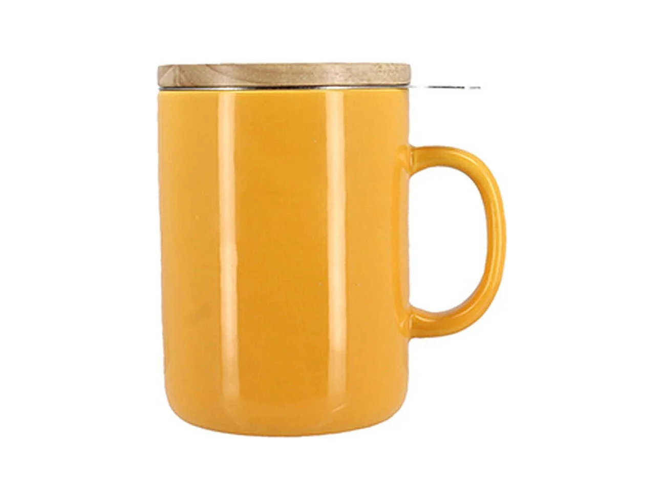 Novastyl - Tisaniere Anna 350ml En Gres Jaune Couvercle En Hevea