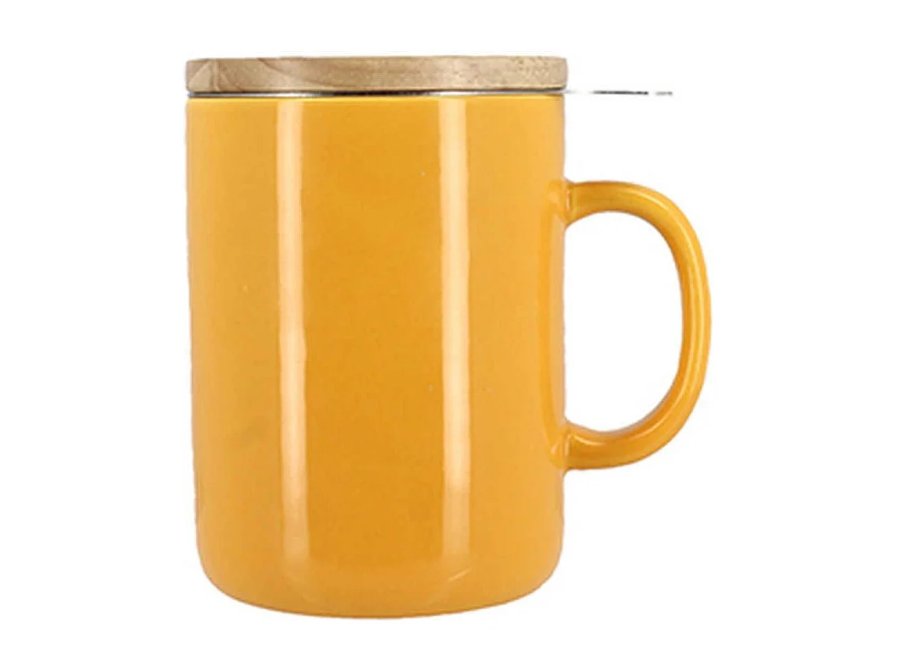 Novastyl - Tisaniere Anna 350ml En Gres Jaune Couvercle En Hevea