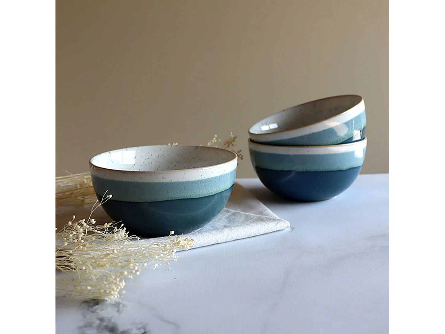 Novastyl - Lot 6 Bols Riga Bleu 57cl En Gres