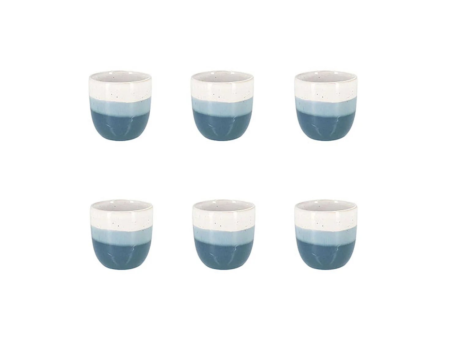 Novastyl - Lot 6 Tasses Expresso Riga Bleu 11cl En Gres