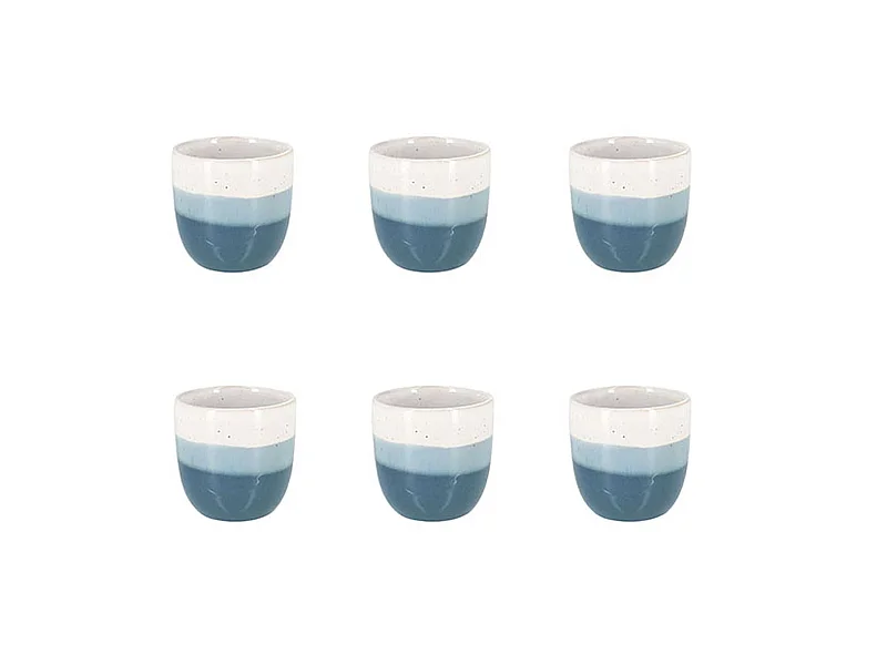 Novastyl - Lot 6 Tasses Expresso Riga Bleu 11cl En Gres
