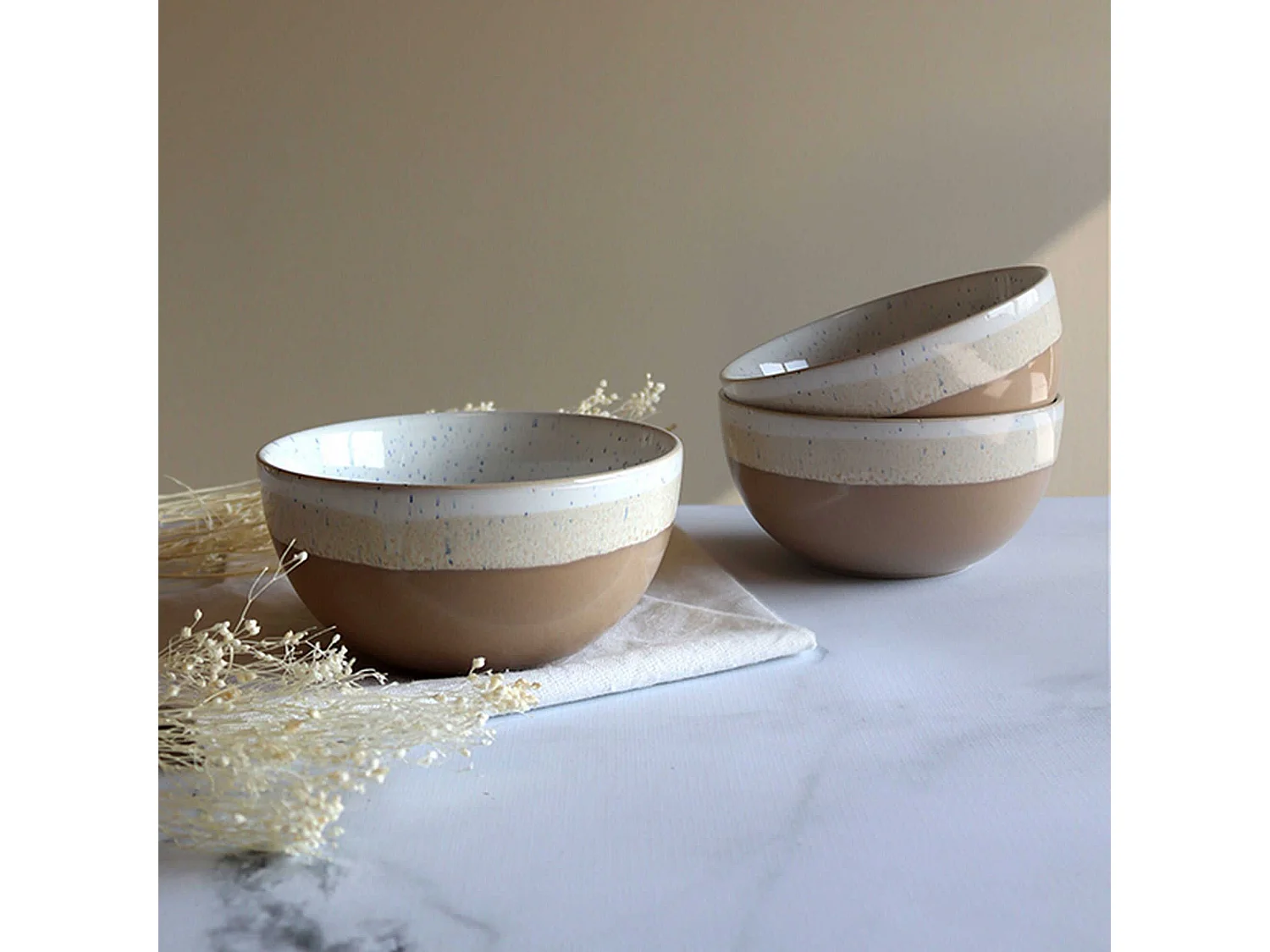 Novastyl - Lot 6 Bols Riga Beige 57cl En Gres