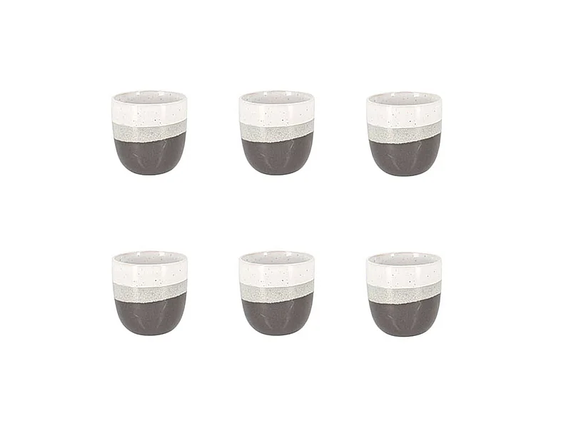 Novastyl - Lot 6 Tasses Expresso Riga 11cl Marron En Gres