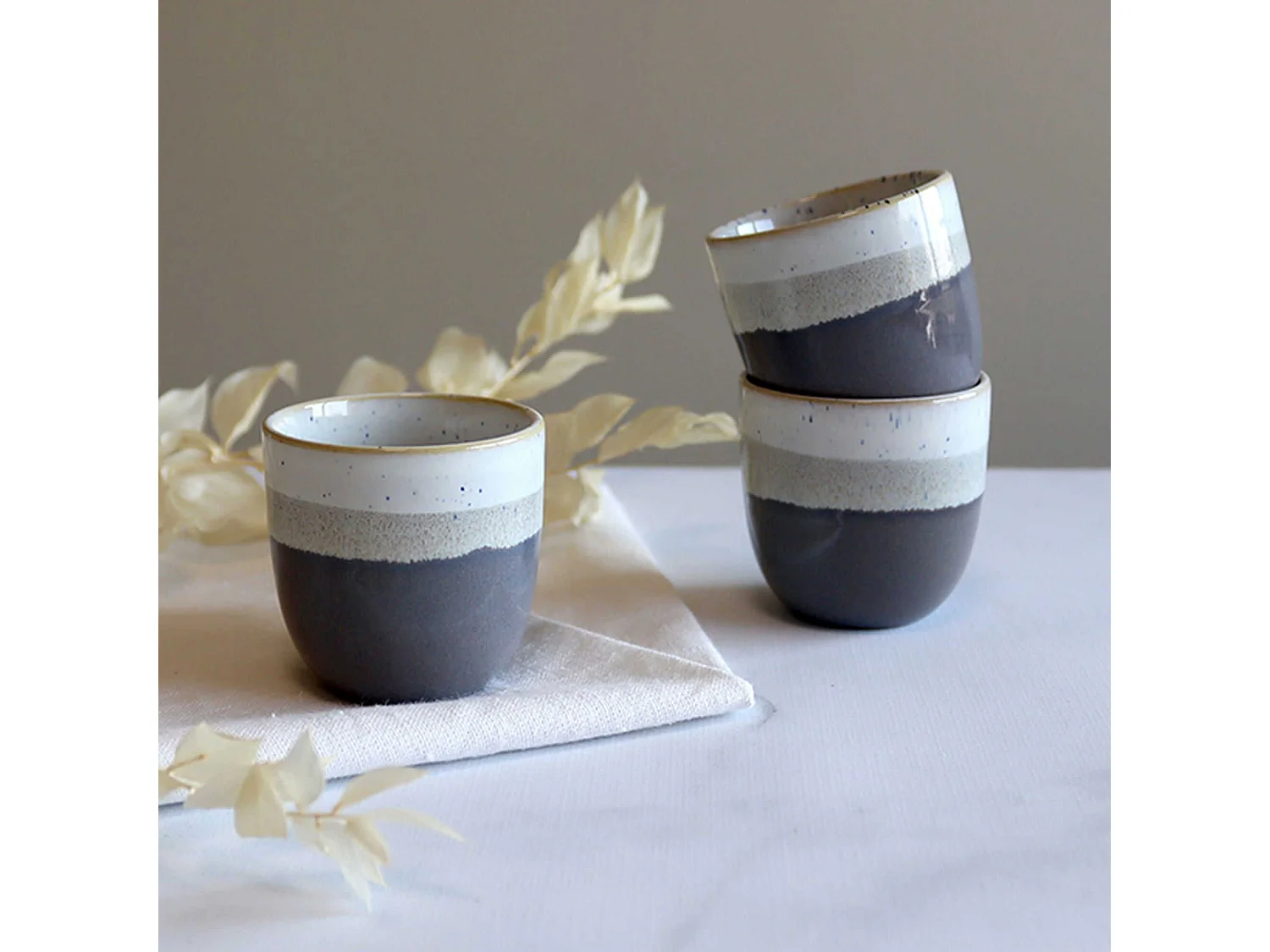 Novastyl - Lot 6 Tasses Expresso Riga 11cl Marron En Gres