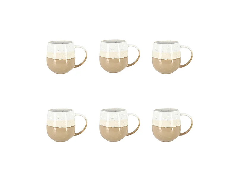 Novastyl - Lot 6 Mugs Riga Beige 44cl En Gres