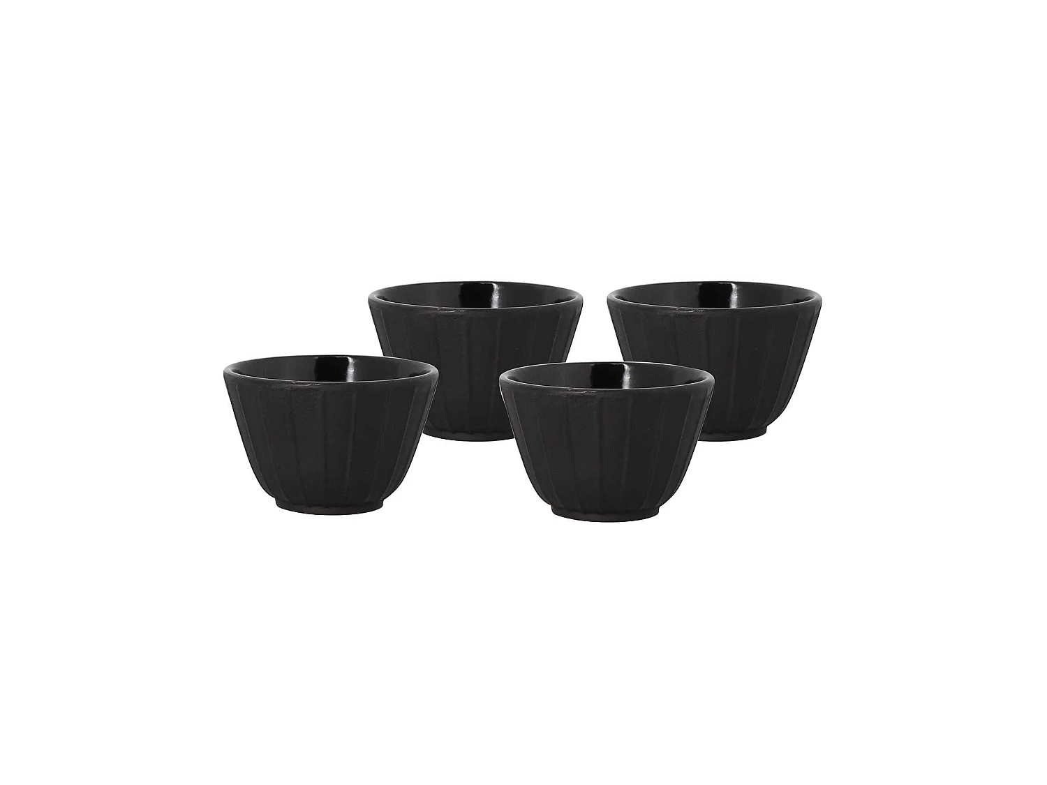 The Kitchenette - Set De 4 Tasses A The 12cl En Fonte Noire Mat Interieur Verni