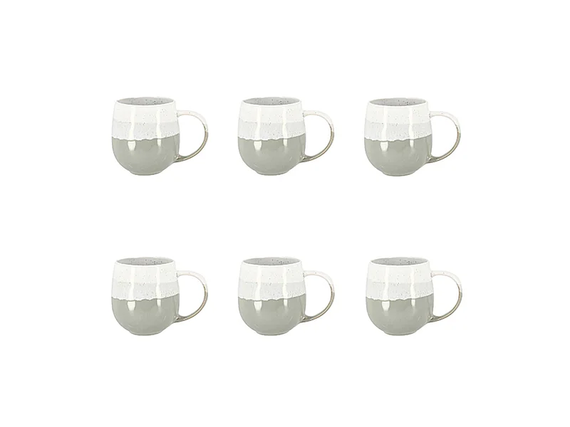 Novastyl - Lot 6 Mugs Riga Vert Amande 44cl En Gres