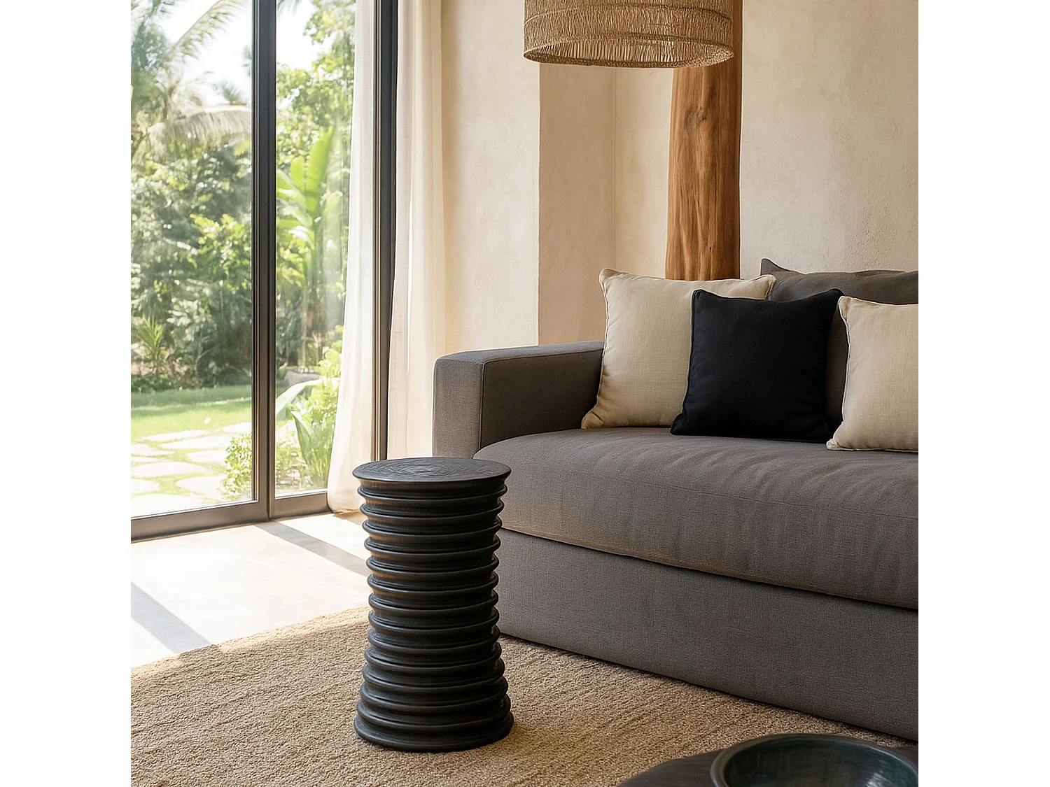 Now's Home - Meuble D'appoint En Bois D'acacia Brule