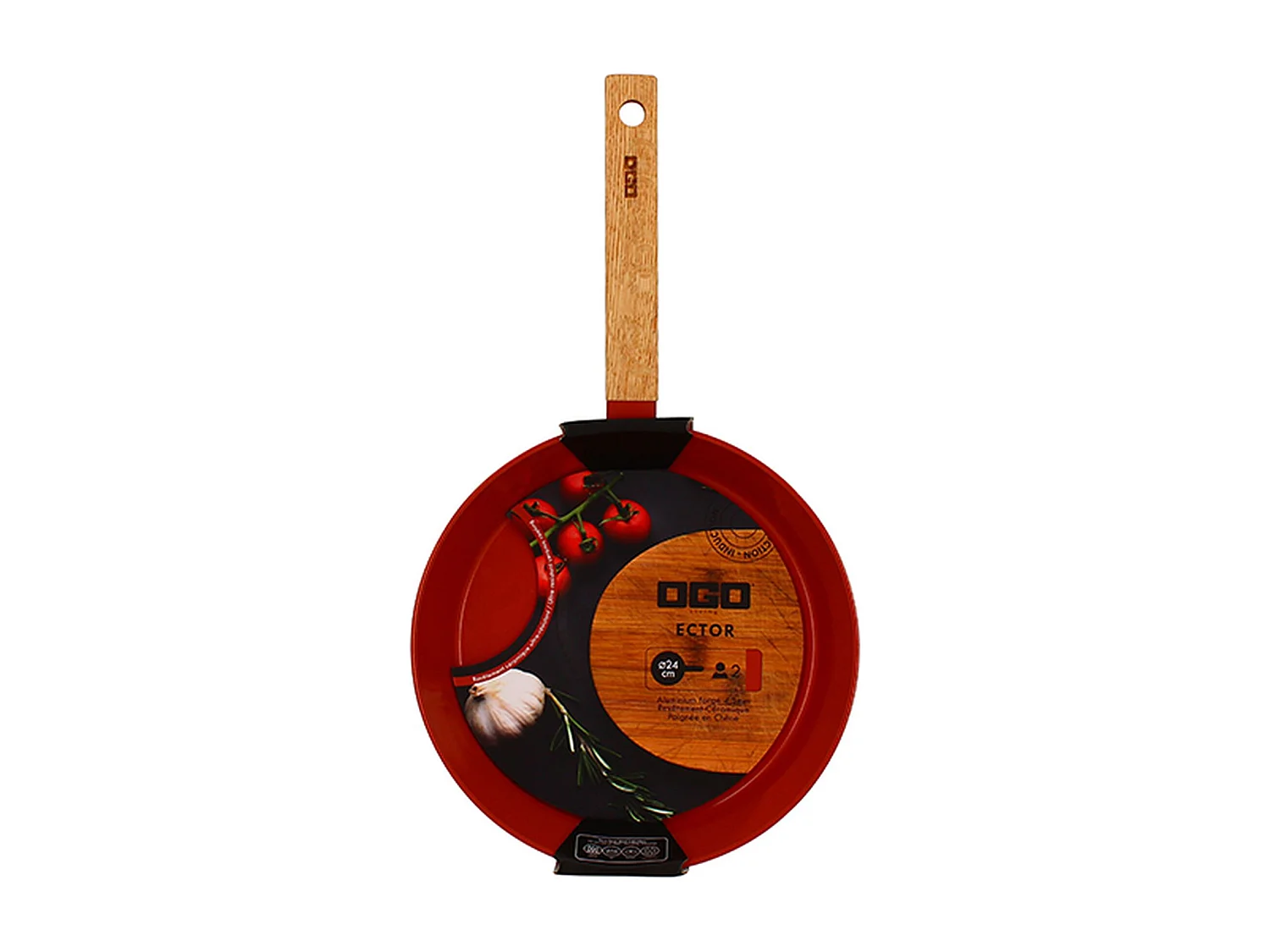 Ogo Living - Poele Ector 24cm En Aluminium Paprika Avec Manche En Bois