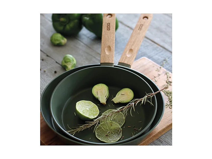 Ogo Living - Poele Ector 28cm En Aluminium Kaki Avec Manche En Bois