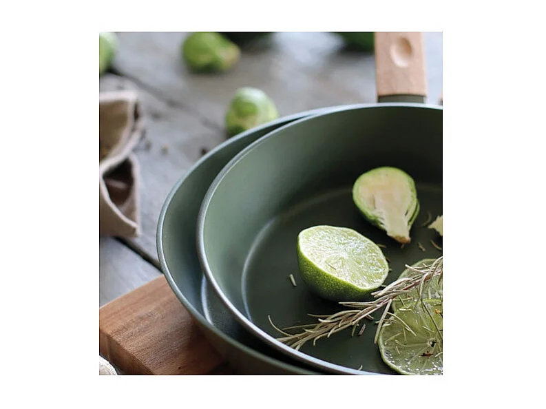 Ogo Living - Poele Ector 28cm En Aluminium Kaki Avec Manche En Bois