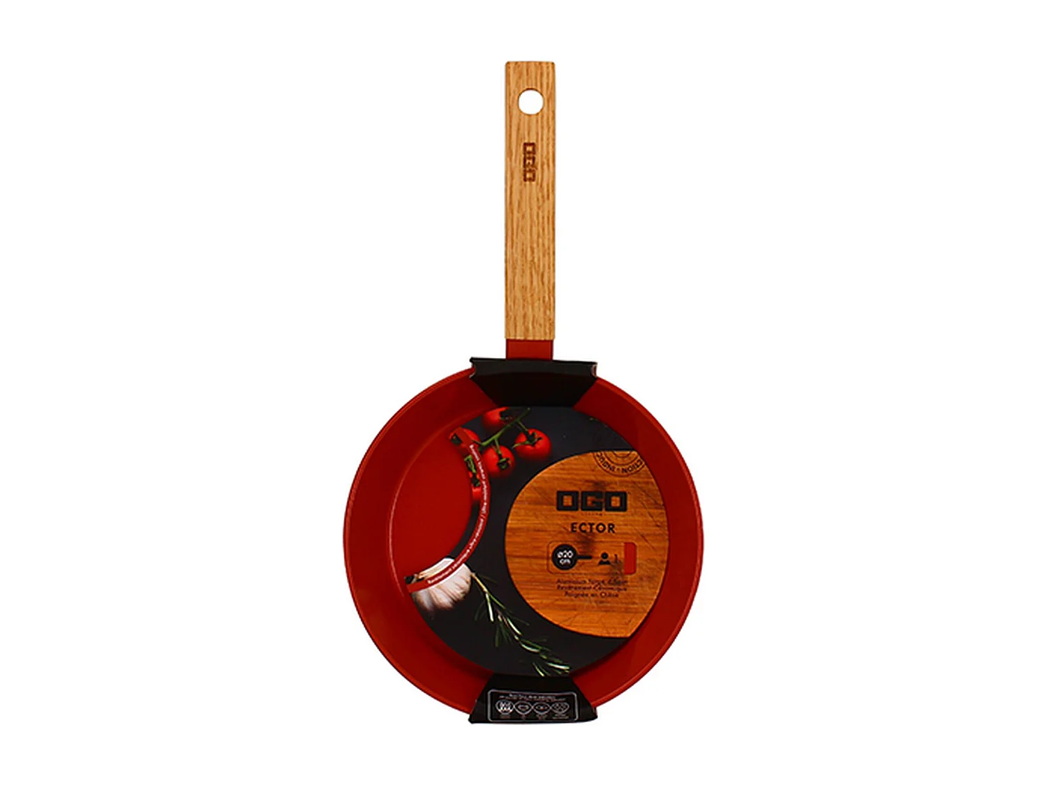 Ogo Living - Poele Ector 20cm En Aluminium Paprika Avec Manche En Bois
