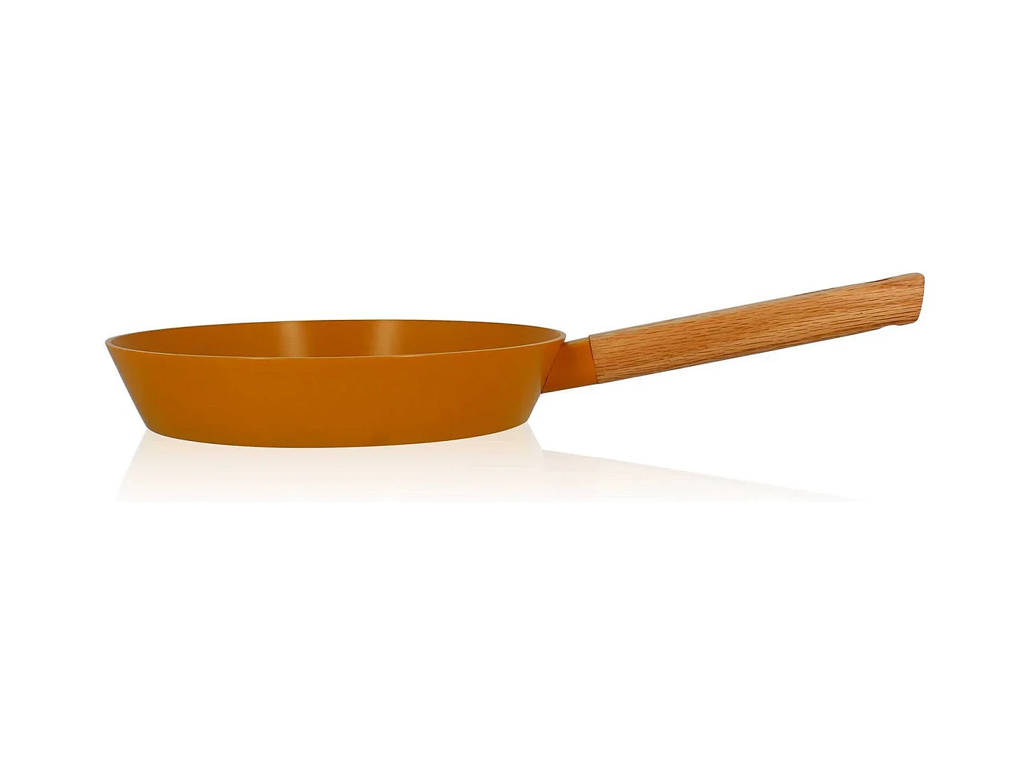 Ogo Living - Poele Ector 24cm En Alu Revetement Ceramique Jaune Avec Manche Bois