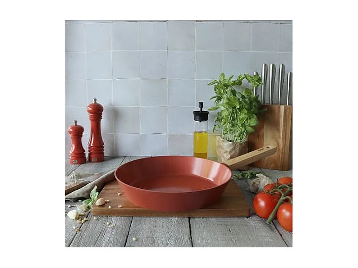 Ogo Living - Poele Ector 28cm En Aluminium Paprika Avec Manche En Bois