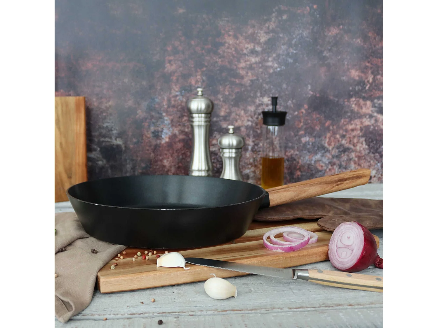 Ogo Living - Poele Ector Induction En Aluminium Et Manche En Bois 28 Cm