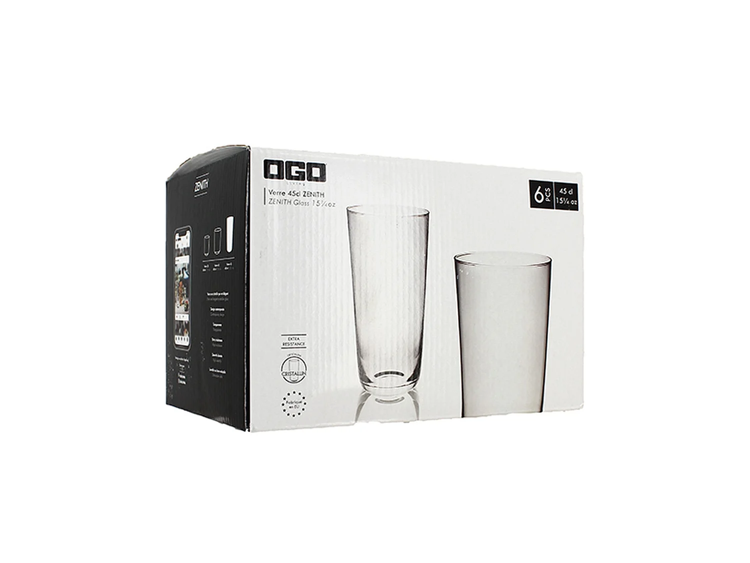 Ogo Living - Boite De 6 Chopes Zenith En Cristallin 44.5cl Forme Haute