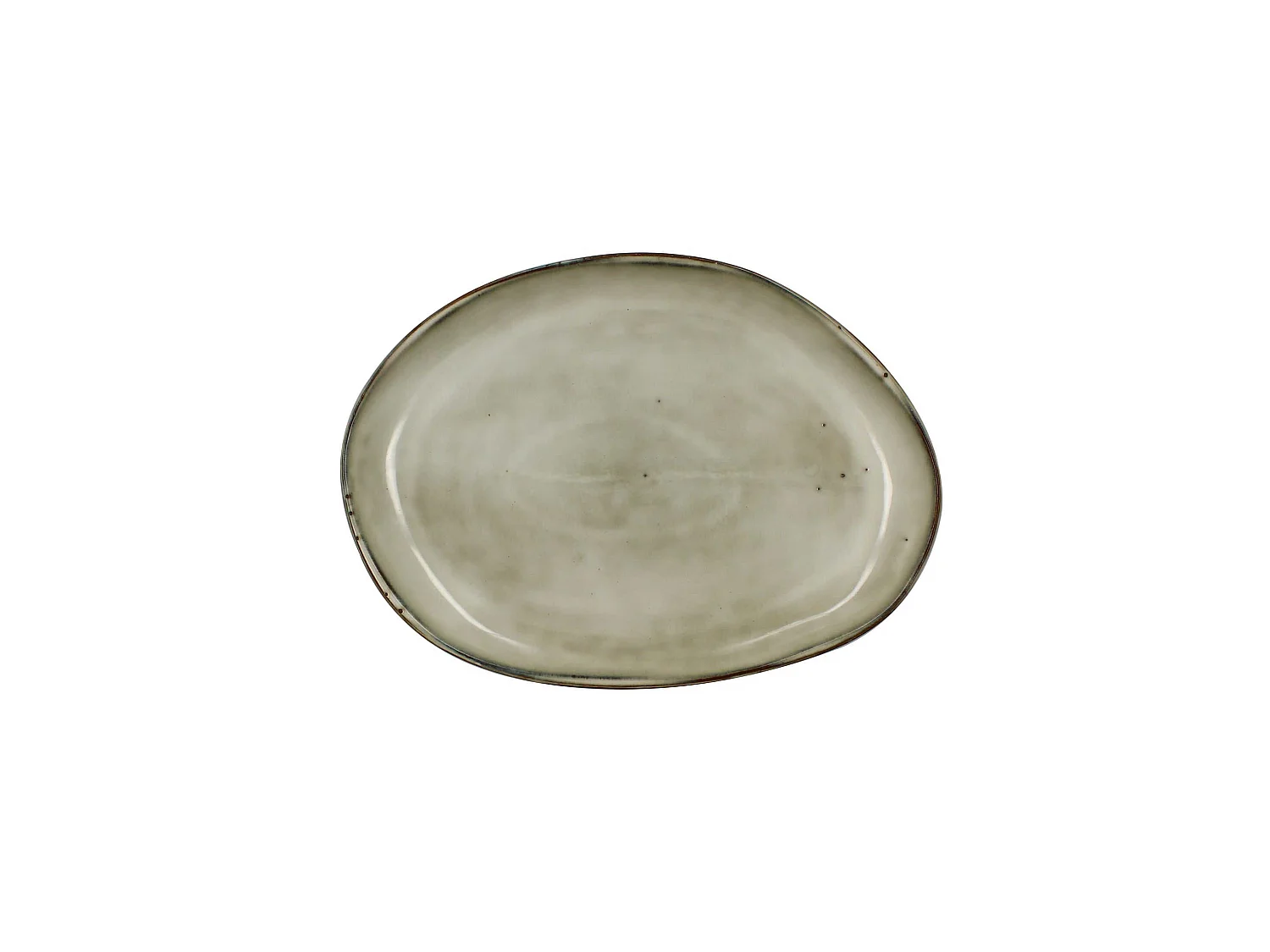 Ogo Living - Plat Ovale Nakuru 33cm En Gres Gris Et Beige