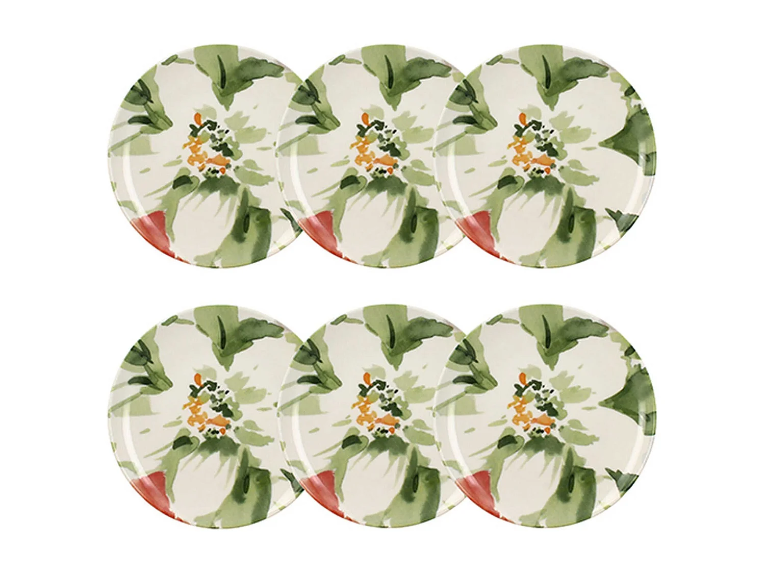 Novastyl - Lot 6 Assiettes Desserts Floralux 21cm En Porcelaine