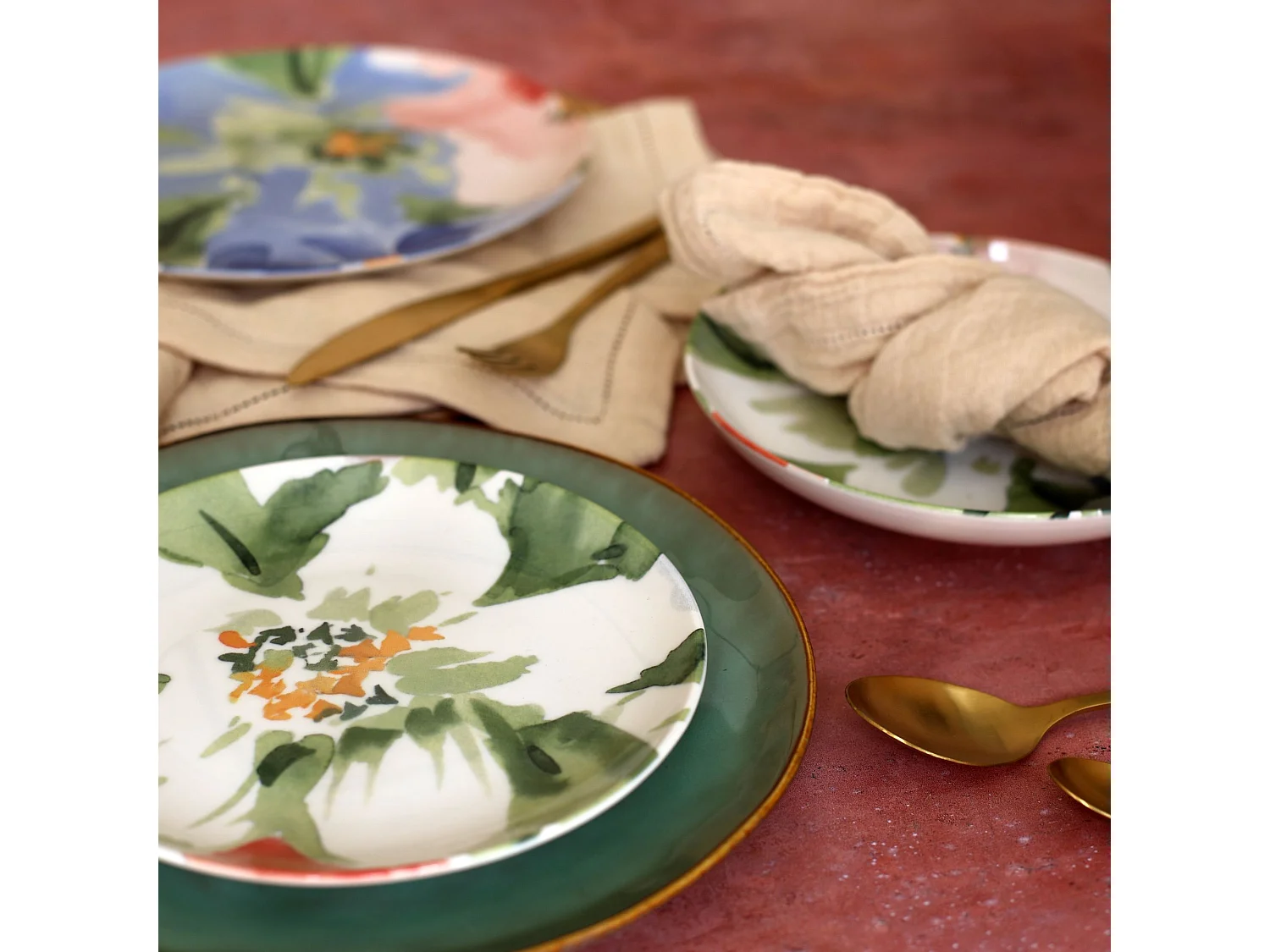 Novastyl - Lot 6 Assiettes Desserts Floralux 21cm En Porcelaine