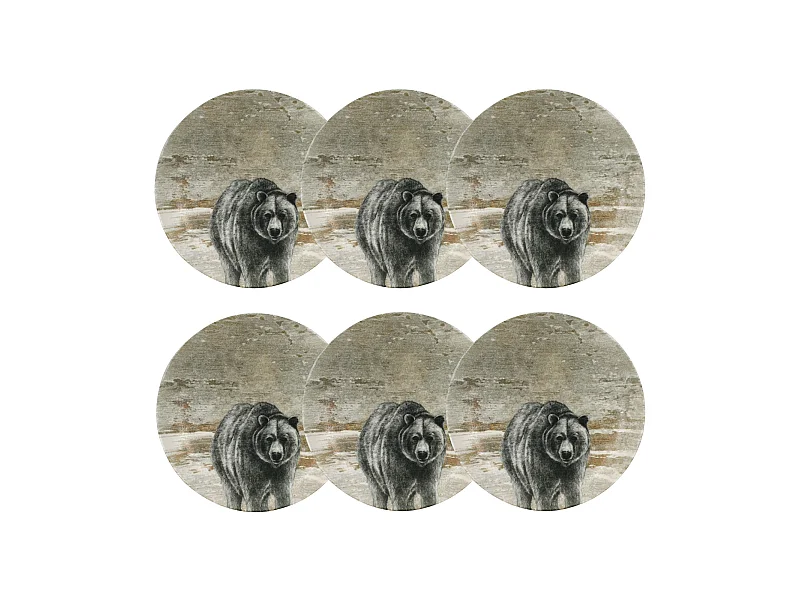 Novastyl - Lot 6 Assiettes Creuses Lachat Ours 21cm En Porcelaine