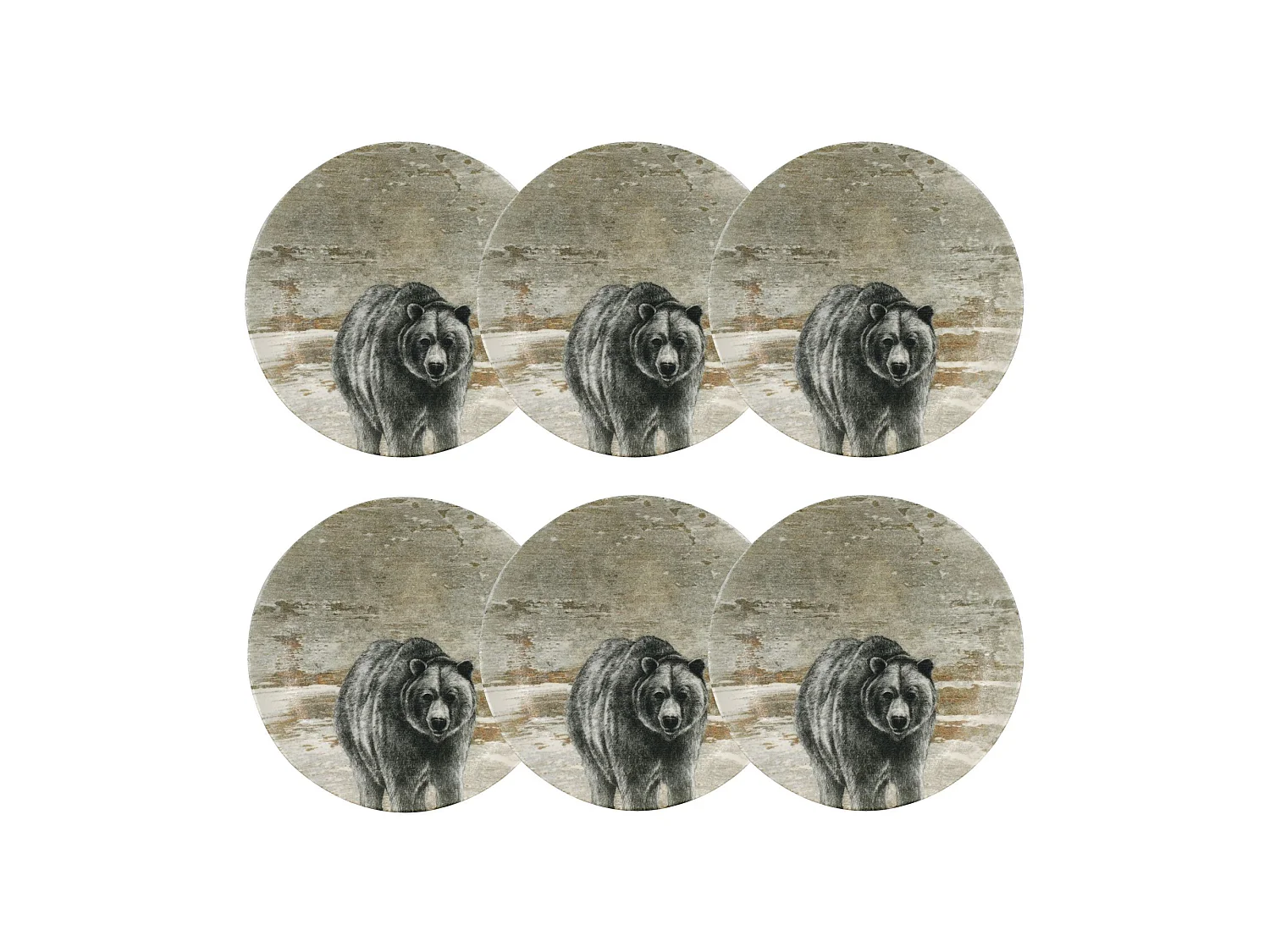 Novastyl - Lot 6 Assiettes Creuses Lachat Ours 21cm En Porcelaine