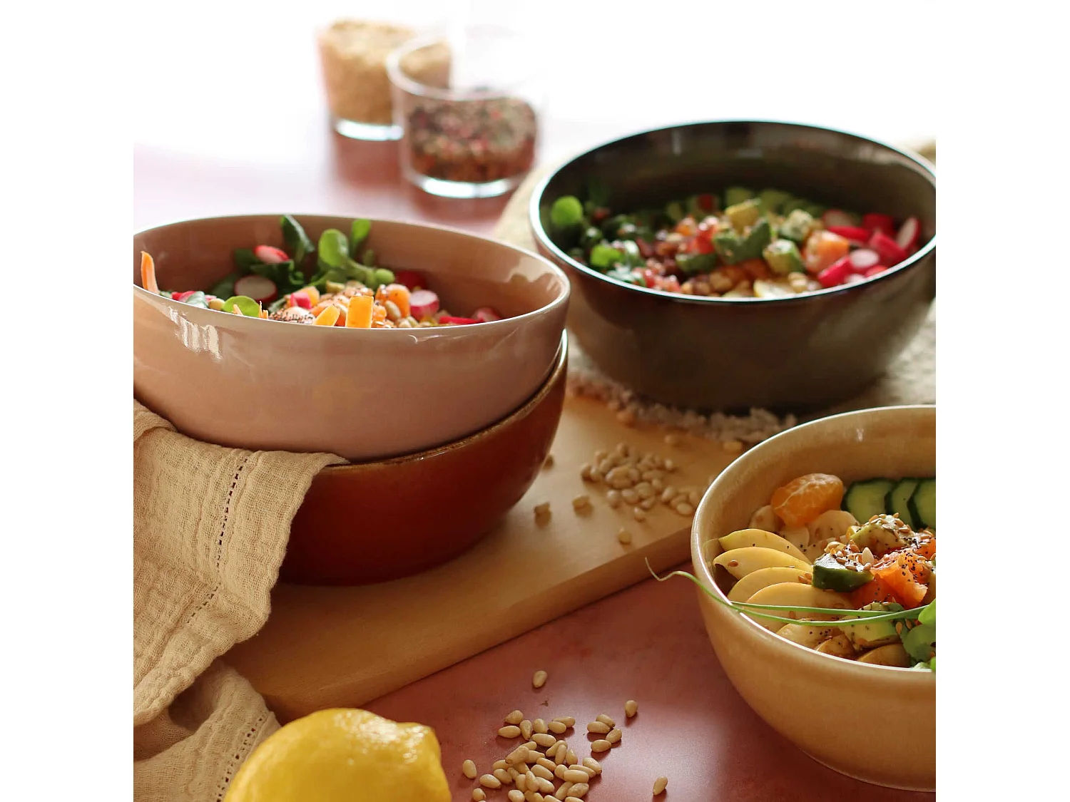 Ogo Living - Poke Bowl 18cm En Gres Rouge 1100ml