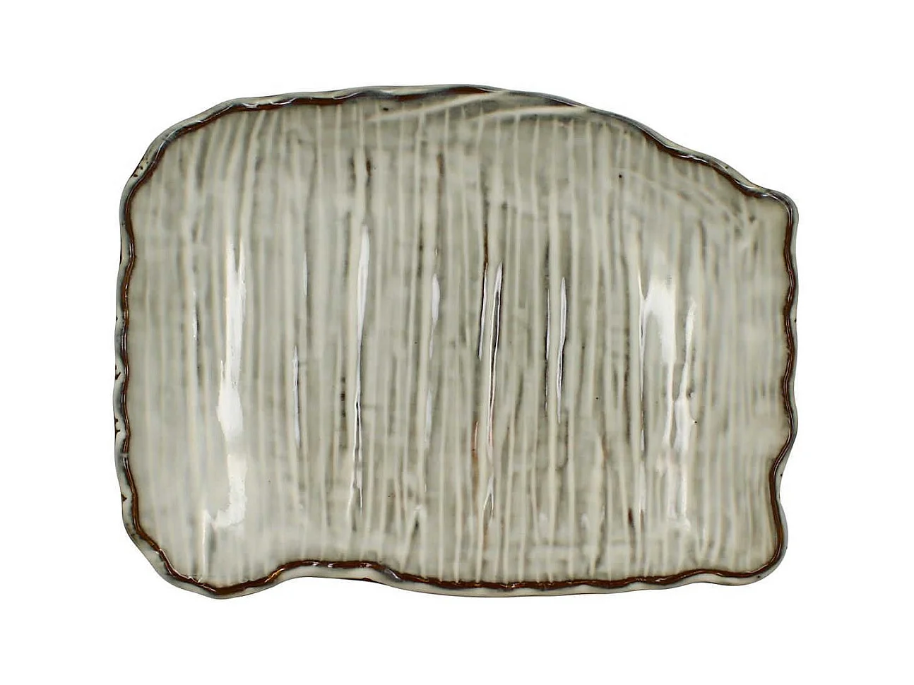 Ogo Living - Assiette Rectangulaire Nakuru 25.5cm En Gres Nuance De Gris Et Beige