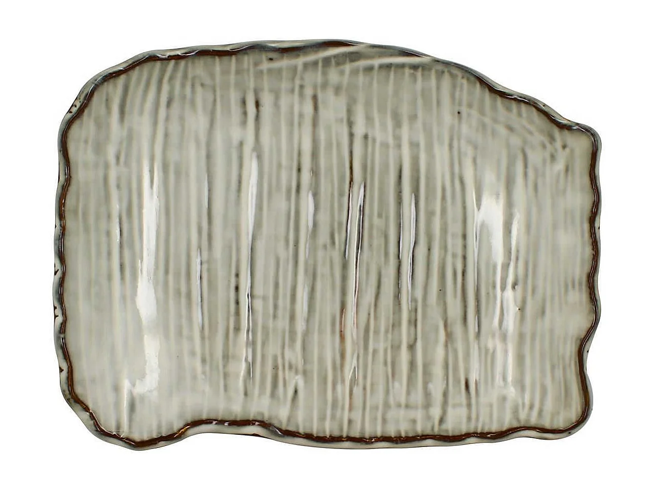 Ogo Living - Assiette Rectangulaire Nakuru 25.5cm En Gres Nuance De Gris Et Beige