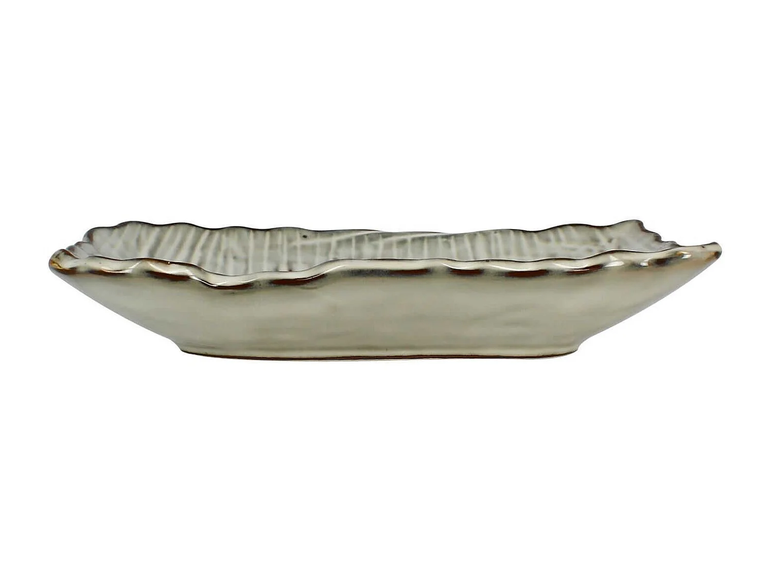 Ogo Living - Assiette Rectangulaire Nakuru 25.5cm En Gres Nuance De Gris Et Beige