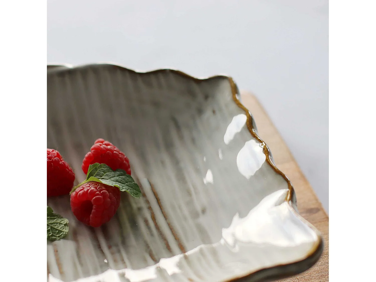 Ogo Living - Assiette Rectangulaire Nakuru 25.5cm En Gres Nuance De Gris Et Beige