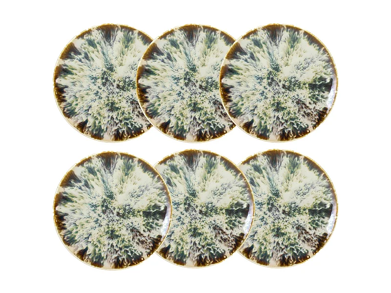 Novastyl - Lot 6 Assiettes Desserts Maka 20cm En Porcelaine