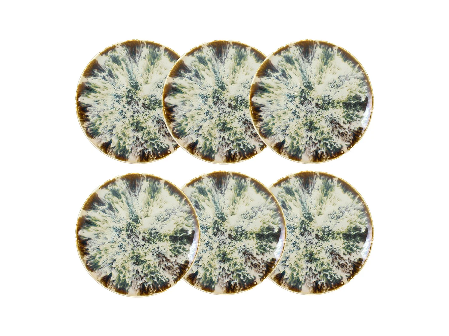Novastyl - Lot 6 Assiettes Desserts Maka 20cm En Porcelaine
