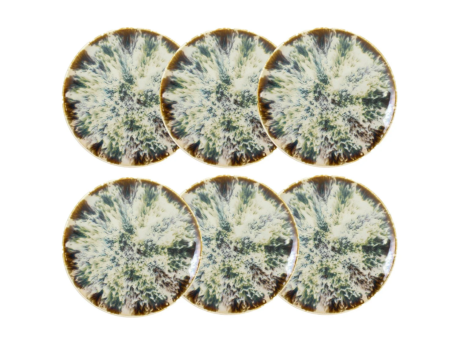 Novastyl - Lot 6 Assiettes Desserts Maka 20cm En Porcelaine